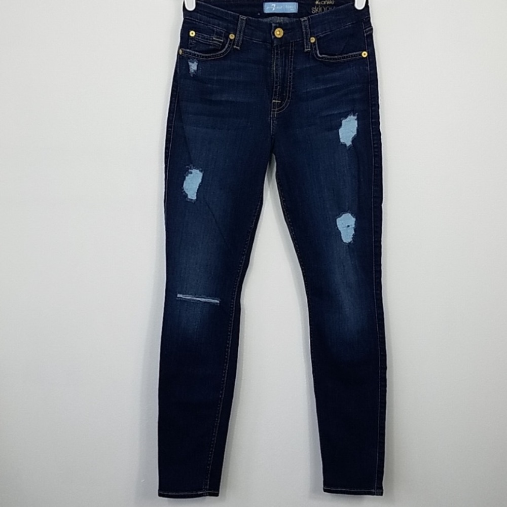7FAMK b(air) Distressed Ankle Skinny Jeans